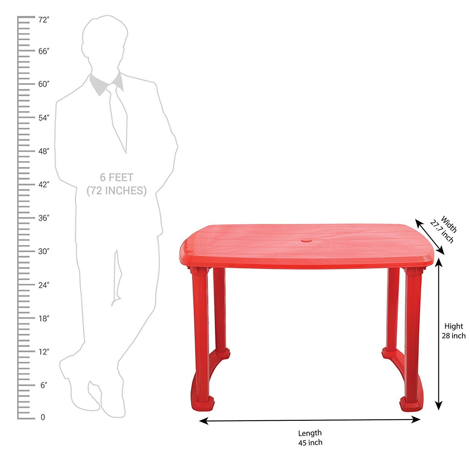 Plastic Table - 48x30x30 Inches | Eco-friendly, Water Resistant, Uv Resistant, Durable, Easy To Clean, Handmade Design For 4 People