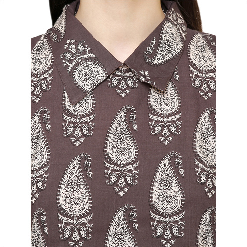Kurtis - Cotton Maxi, Brown, S-xl | Stylish Design, Comfortable Fit, Sleeveless, Collared Neckline, Printed Pattern