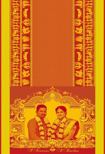 Bridal Saree - Pure Cotton Orange with Printed Pallu Featuring Bridegroom Images | Perfect for All Seasons