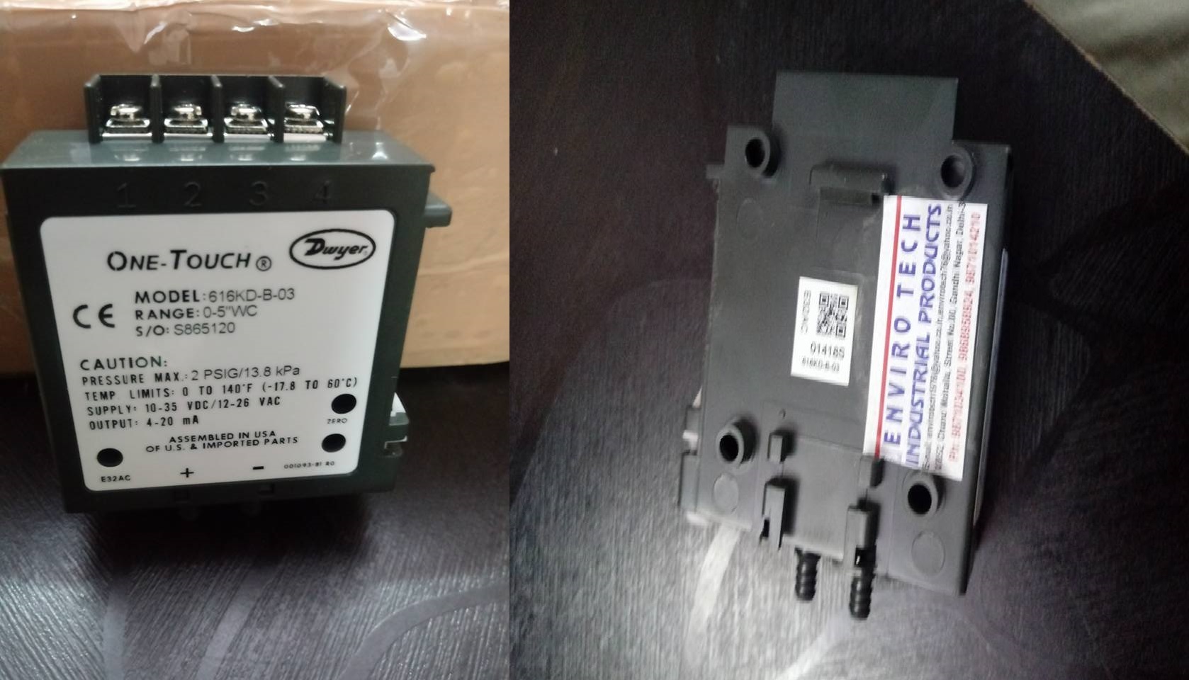 Dwyer 616kd-03 Differential Pressure Transmitter - 0 To 5 In W.c., 4-20 Ma Output | Compact Design, One-touch Calibration, Nema 1 Rated