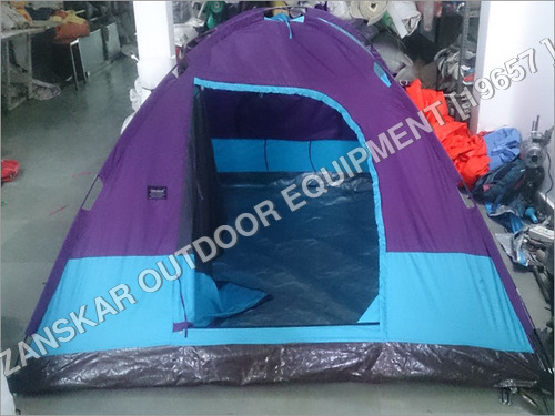 Camping Tents - Polyester Single Layer, Fiber Poles, Laminated Plain Style for Outdoor Camping