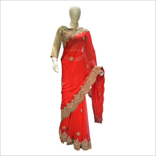 Red Ladies Trendy Saree