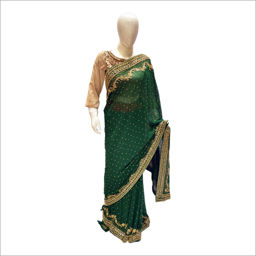 Green Ladies Party Wear Saree