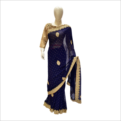 Navy Blue Ladies Trendy Party Wear Saree