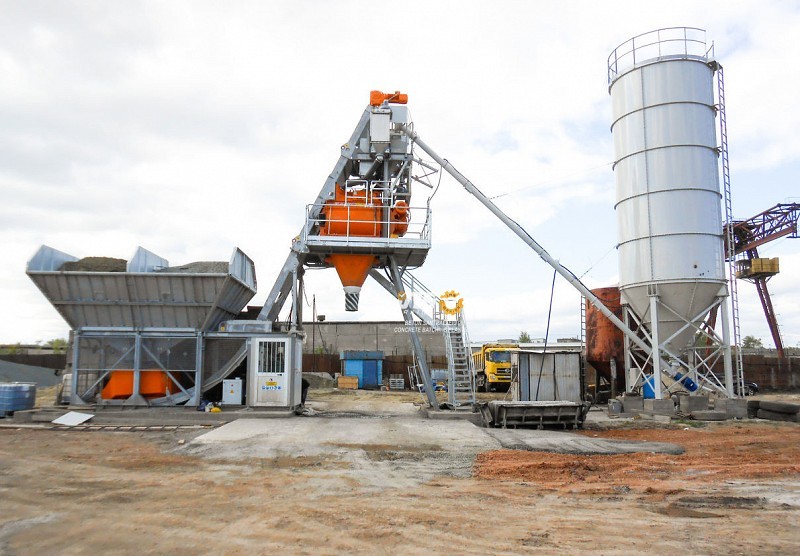 Compact Concrete Batching Plant - Steel Material, 20-120 M3/h Capacity | Drum Mixer, Plc Control System