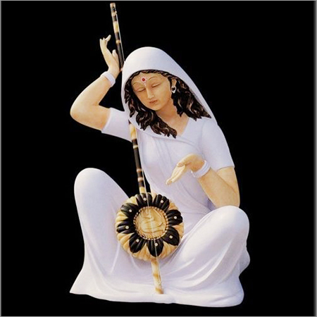Marble Meera Bai Statue - White Marble, 2 Feet Tall | Glossy Finish, Attractive Look, Indian Regional Style, Medium Size Religious Decor