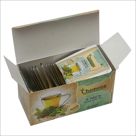 Tulsi Green Tea - Paper Box Packaging, Certified Unfermented Leaves | Antioxidant Rich, Caffeine Free, Energy Boost, Refreshing Hydration, Stress Relief