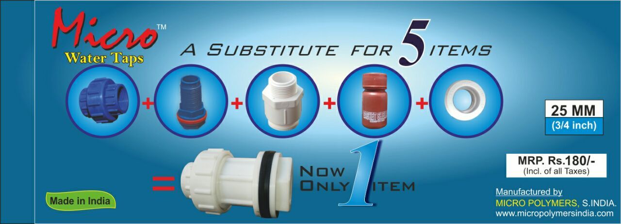 Union Tank Connector - Plastic, 25mm (3/4") To 63mm (2") Sizes | White Color, Female Connection, 1-year Warranty, Multi-purpose Plumbing Use