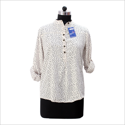 व्हाइट एंड ब्लैक लेडीज़ लिनन शर्ट