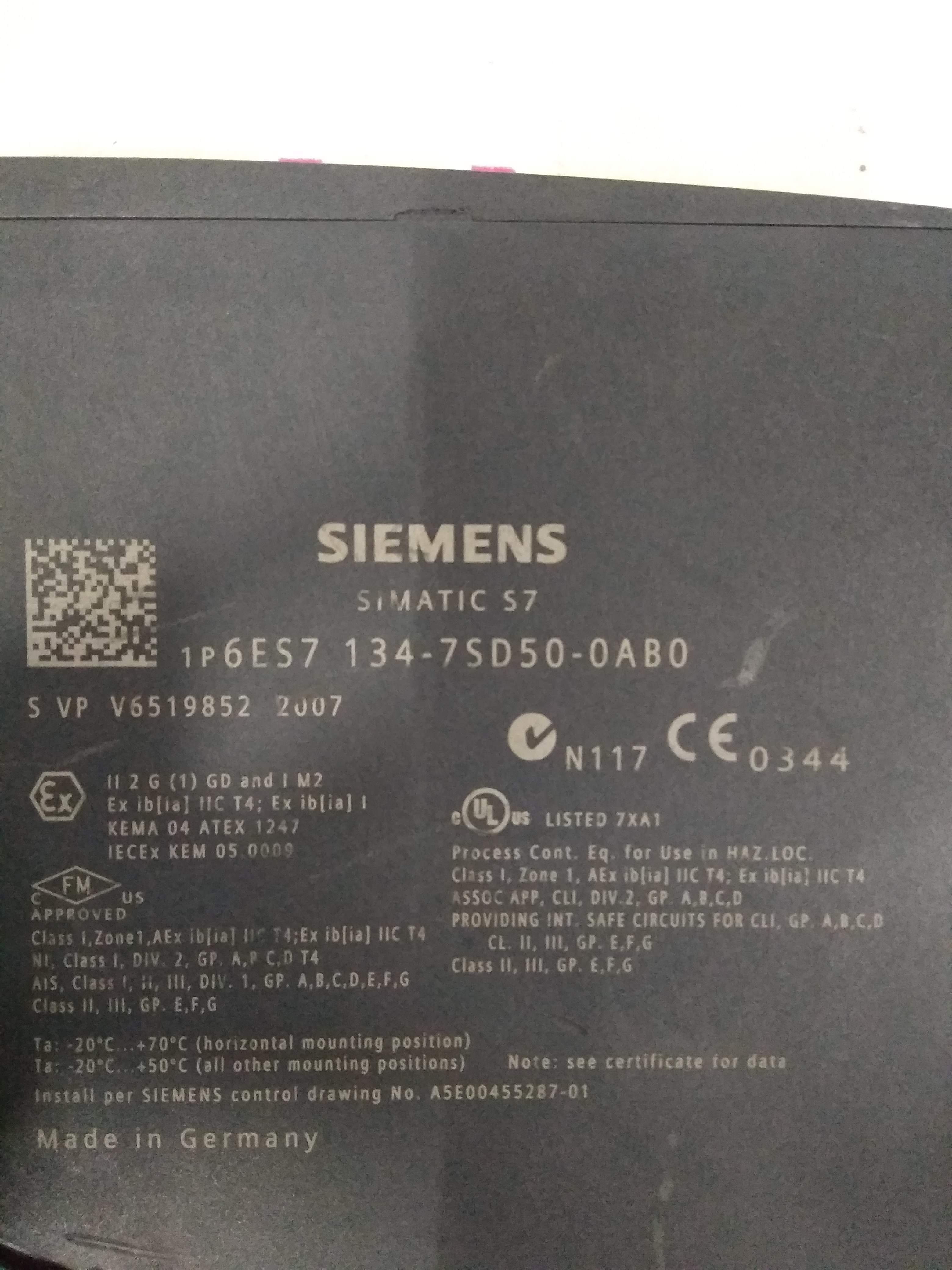 Siemens Simatic S7 Et 200isp Module 6es7 134-7sd50-0ab0