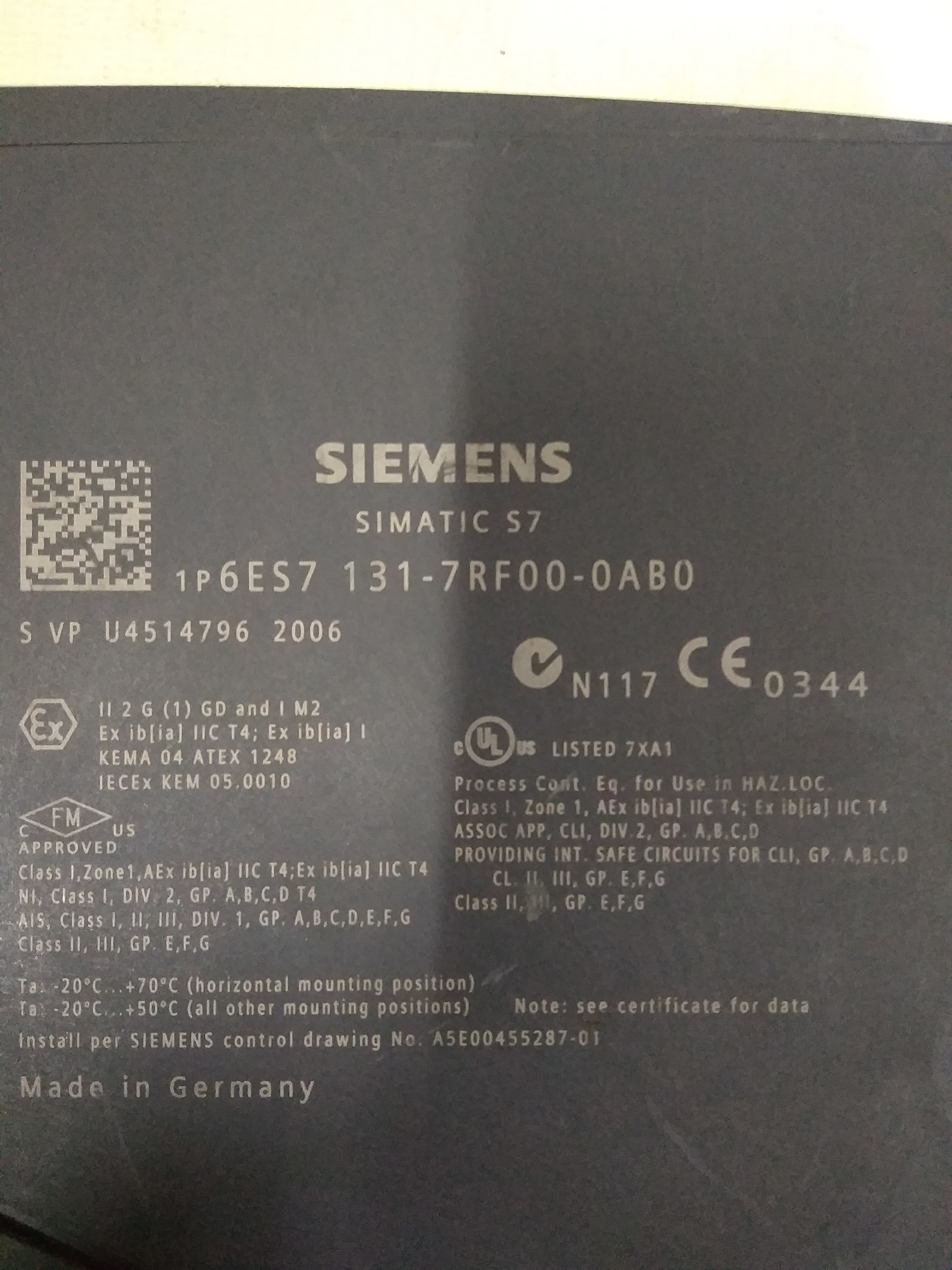 Siemens Simatic S7 Et 200isp Module 6es7 131-7rf00-0ab0