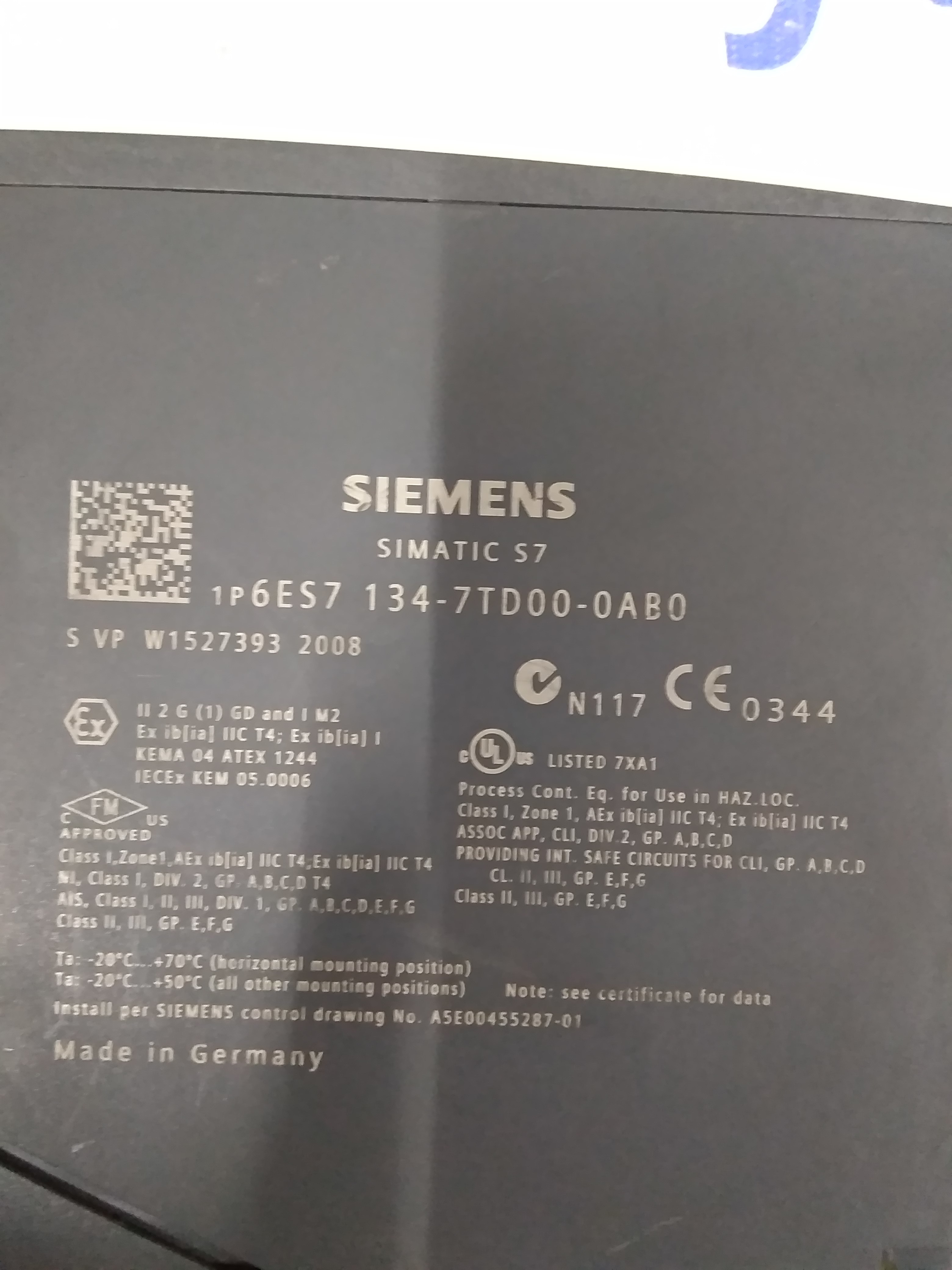 Siemens Simatic S7 Et 200isp Module 6es7 134-7td00-0ab0