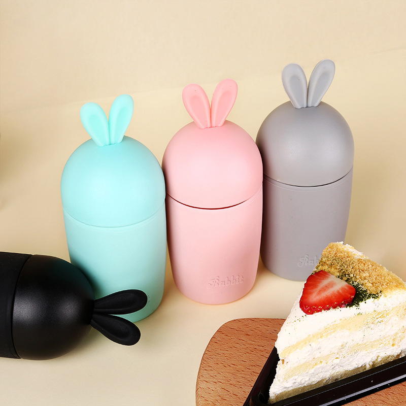 Radish Rabbit Style Portable Children Cups - Silicon & Glass, 280 Ml Capacity, Soft Material In Pink, Blue, Black, Grey, Orange | Customizable Design