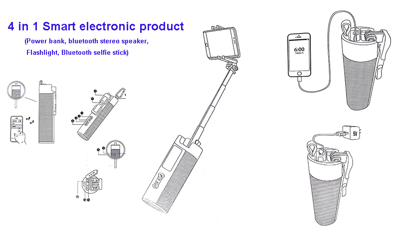 4 In 1 Smart Power Bank And Selfie Stick