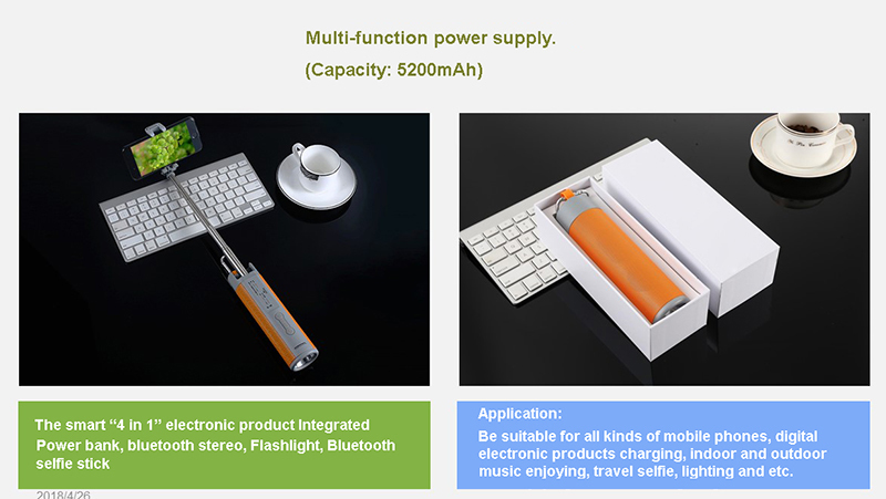 4 In 1 Smart Power Bank And Selfie Stick
