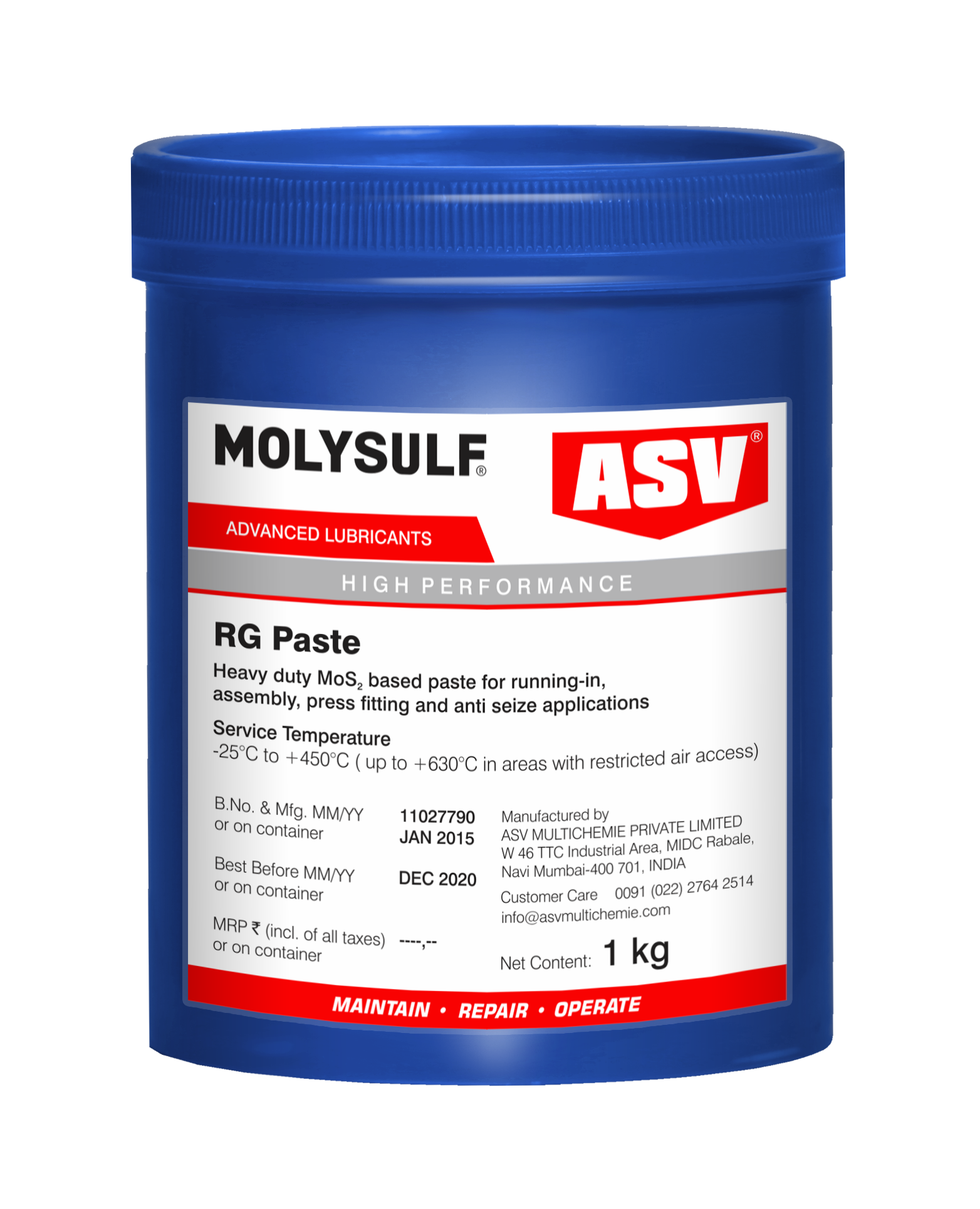 Molybdenum Disulphide Assembly Paste Density: 1.1
