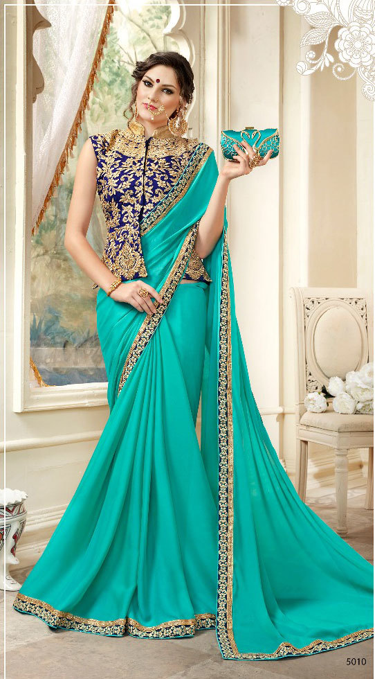 Multicolour Sethnic Orange 5007 Heavy Silk Border Saree Full