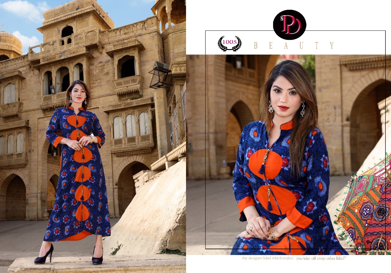 Rayon Satin Printed Kurti - Full Length, 3-4th Sleeve Style | Casual, Ethnic, Daily Wear For Girls