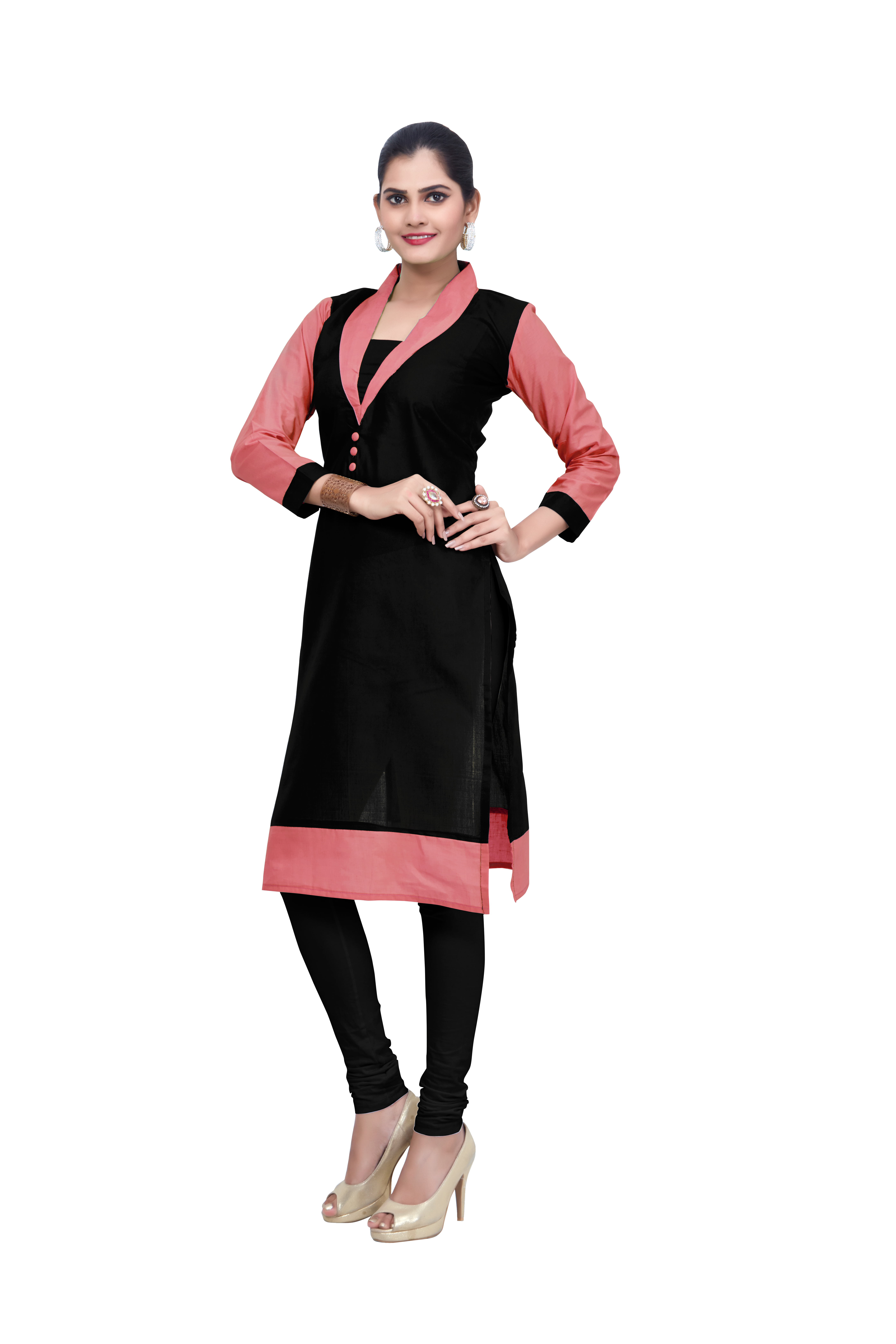 Black & Pink Winter Kurtis