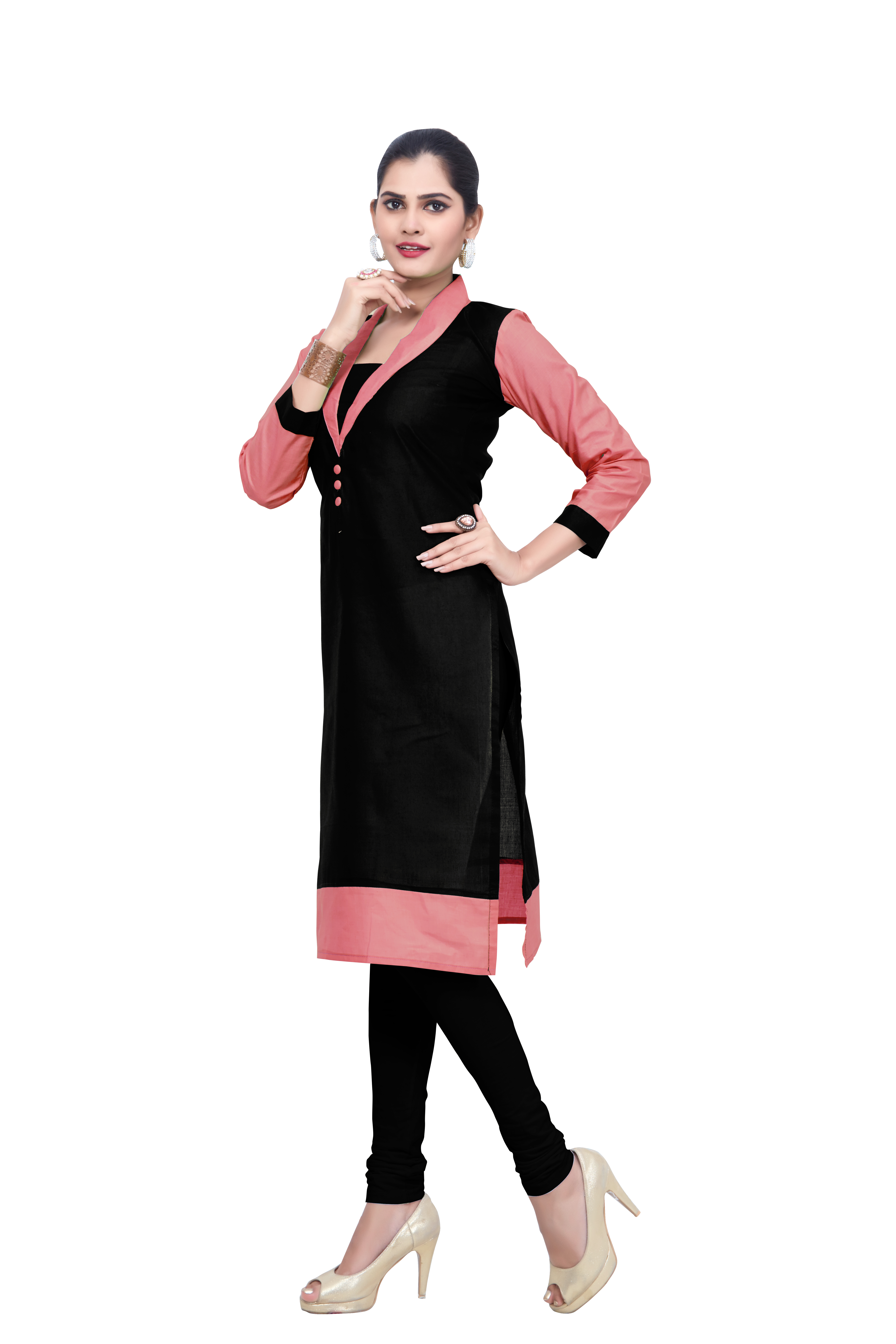 Black & Pink Winter Kurtis