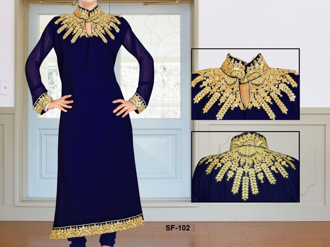 Designer Salwar Kameez - Satin Cotton Top, Semi Lawn Bottom, Heavy Chiffon Dupatta | Xl Size, Full Sleeves, Printed Pattern, Lace Closure, Ethnic Indian Style