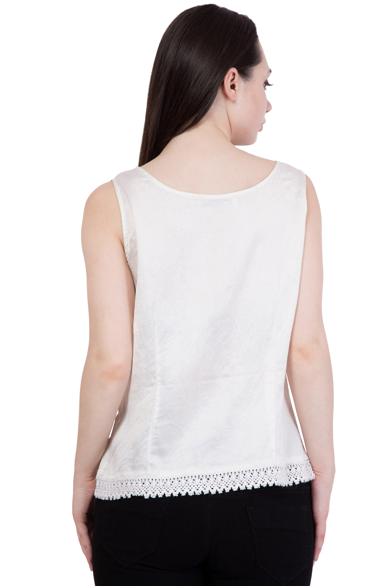 V Neck Sleeveless Top - Cotton, Sizes S-xl, White | Button Front, Machine Washable