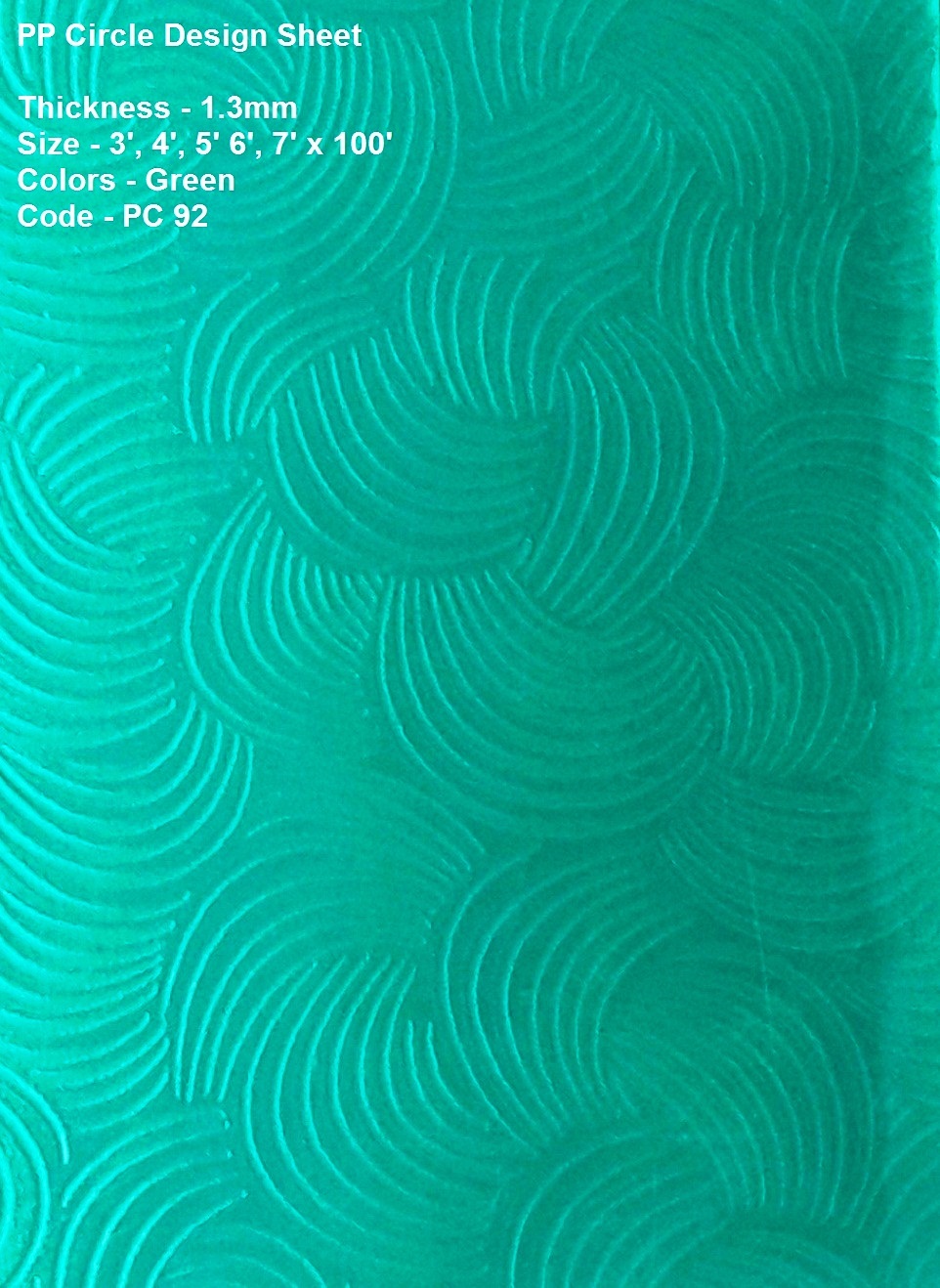 Pdm Polypropylene Circle Sheet - 1.3 Mm Thickness, 3-7 Feet Width X 100 Feet Length | Eco-friendly, Fade-resistant, 5-year Warranty, Iso Certified Quality