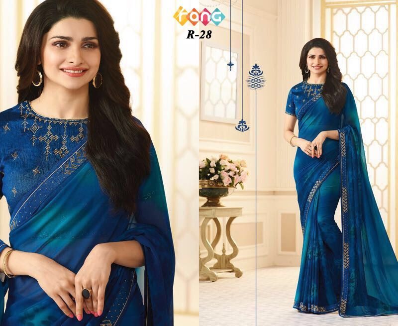 Georgette Blouse - Heavy Banglori Silk, Classic Summer Wear With Short Sleeves, Washable And Breathable In Green