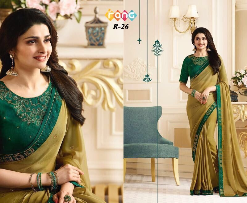 Georgette Blouse - Heavy Banglori Silk, Classic Summer Wear With Short Sleeves, Washable And Breathable In Green