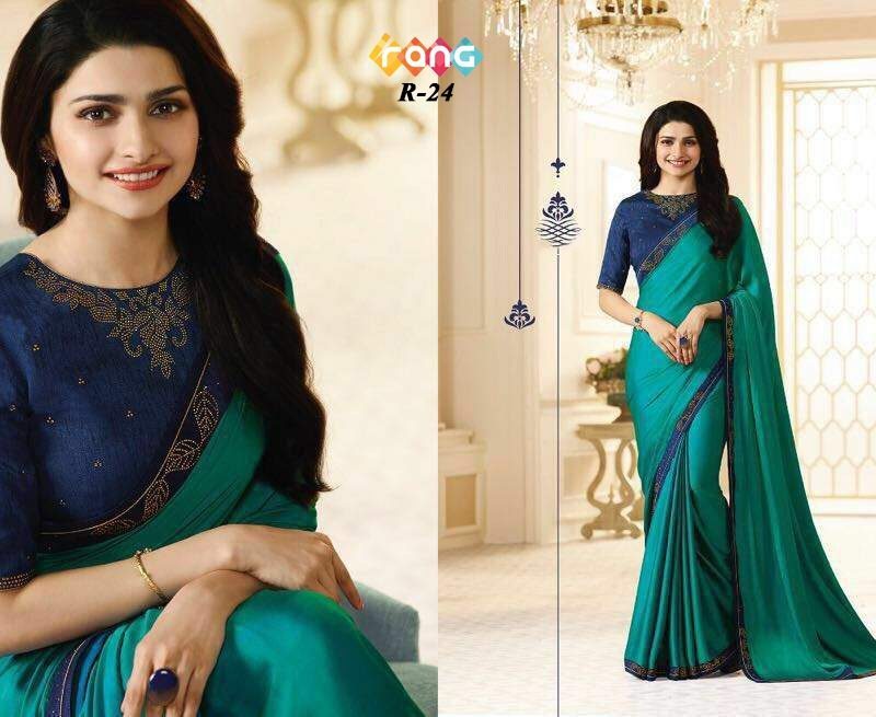 Georgette Blouse - Heavy Banglori Silk, Classic Summer Wear With Short Sleeves, Washable And Breathable In Green