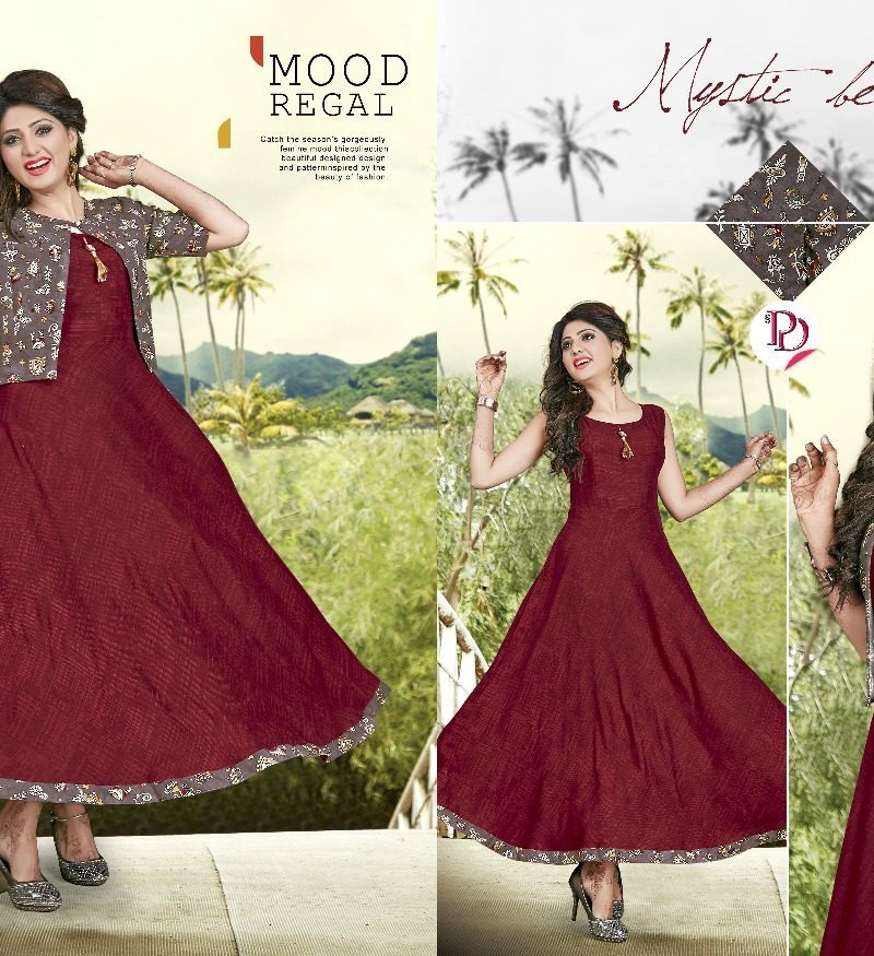 Latest Kurti - Rayon Fabric, Sizes L, Xl, Xxl | Full Flair Length, Short Sleeve, Available In 6 Colors With Lace Decoration