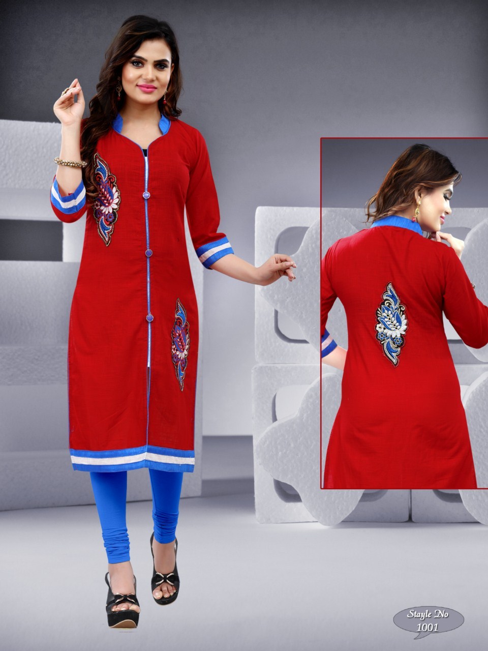 Latest Printed Kurti - Cotton Slub, Size L/xl, Color As Picture, Length 44-46 Inch, 3-4th Sleeve, A-line Style | Features Dry Cleaning & Washable, Girls' Daily Wear