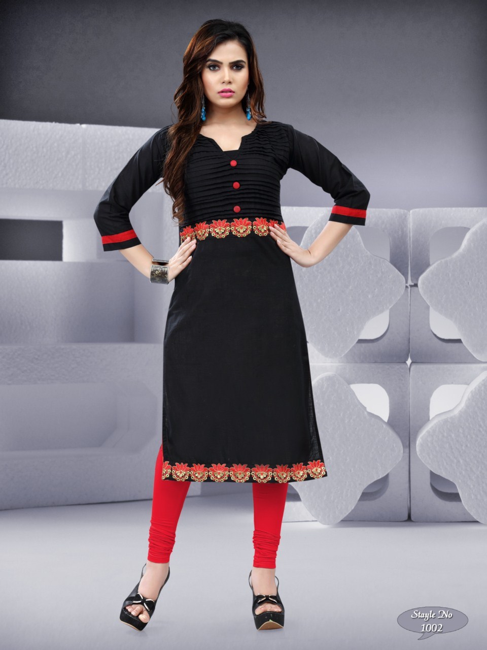 Latest Printed Kurti - Cotton Slub, Size L/xl, Color As Picture, Length 44-46 Inch, 3-4th Sleeve, A-line Style | Features Dry Cleaning & Washable, Girls' Daily Wear