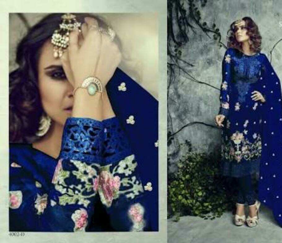 Pakistani Salwar Kameez - Georgette Fabric, Customized Size, Black Color | Heavy Embroidery, Full Sleeves, Trendy Dress Style, Dry Cleanable