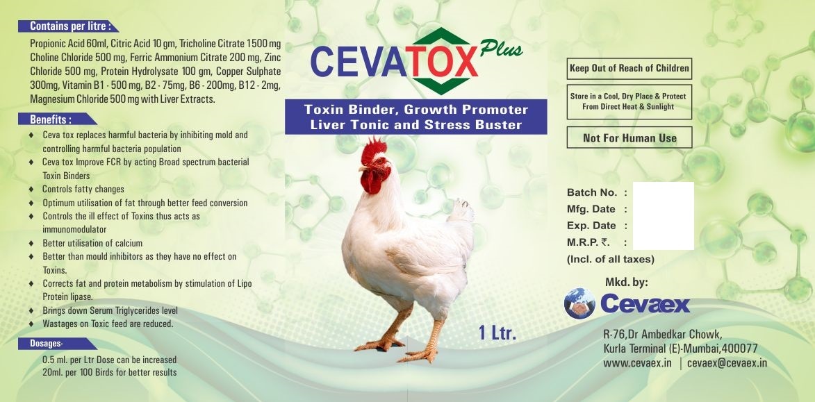 Cevatox Liquid - Organic Acid Blend For Gut Health | Enhances Nutrient Absorption, Reduces Microorganism Growth, Improves Feed Utilization