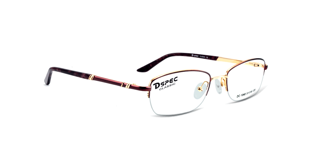 Dspec Classic - Dc-1048 Gold Half Rim Female Round Frame | Elegant Design For Women's Fashion