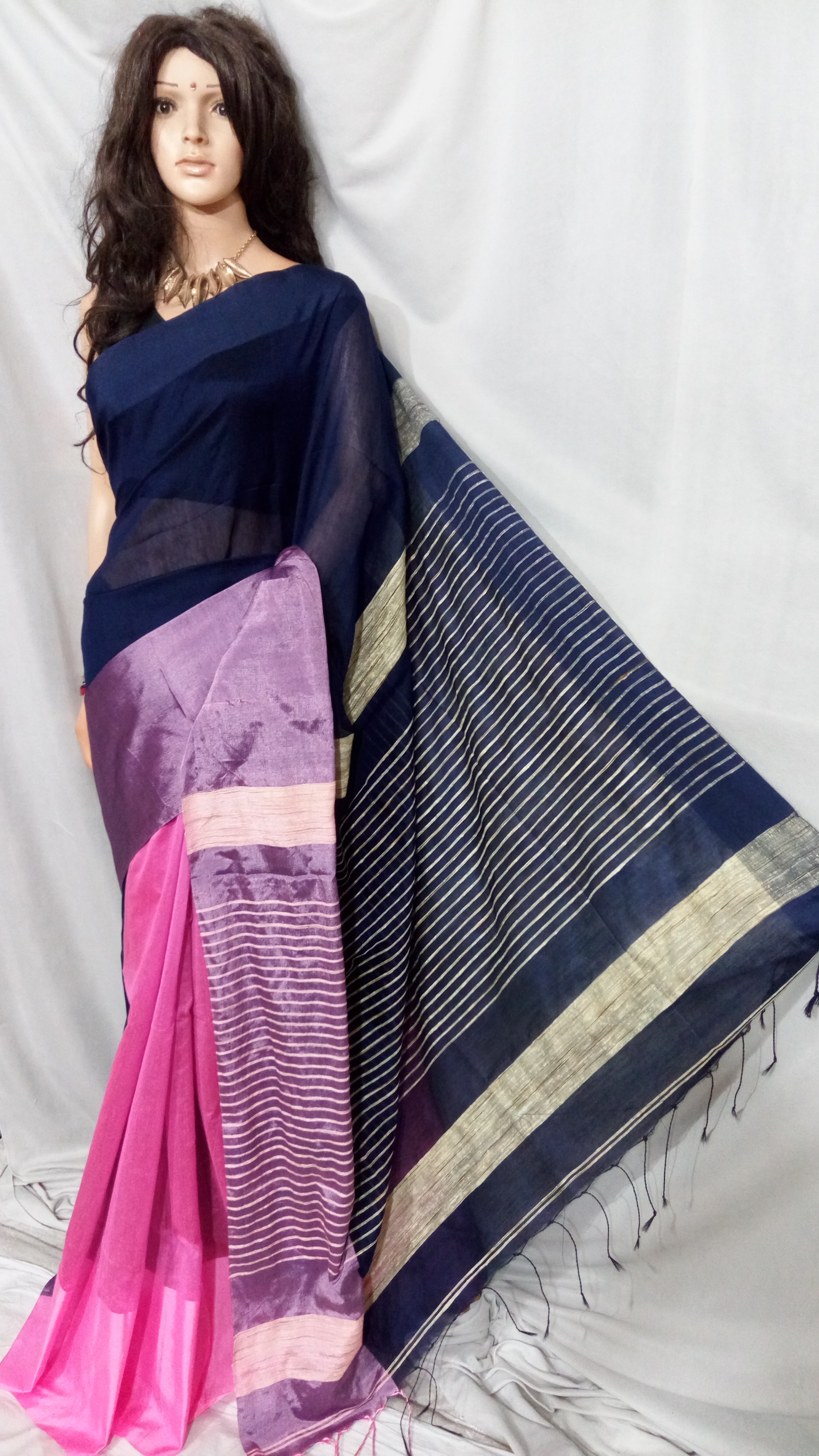 Handloom Cotton Silk Saree - Cotton, 1 Meter Blouse Piece, Mixed Color, Checked Pattern | Comfortable Fabric, Iso 9001:2015 Certified Quality
