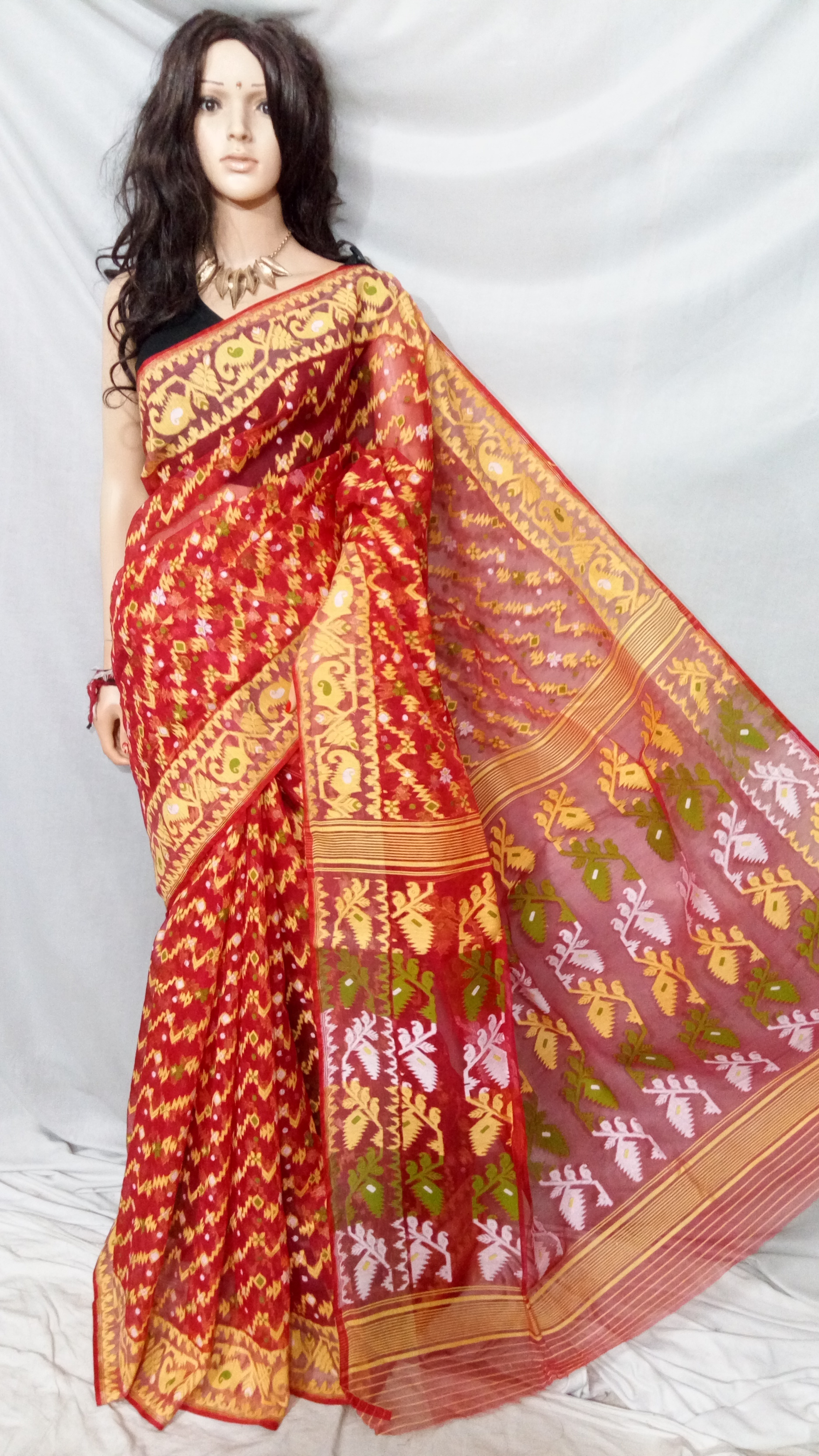 Blue. Pure Dhakai Muslin Saree