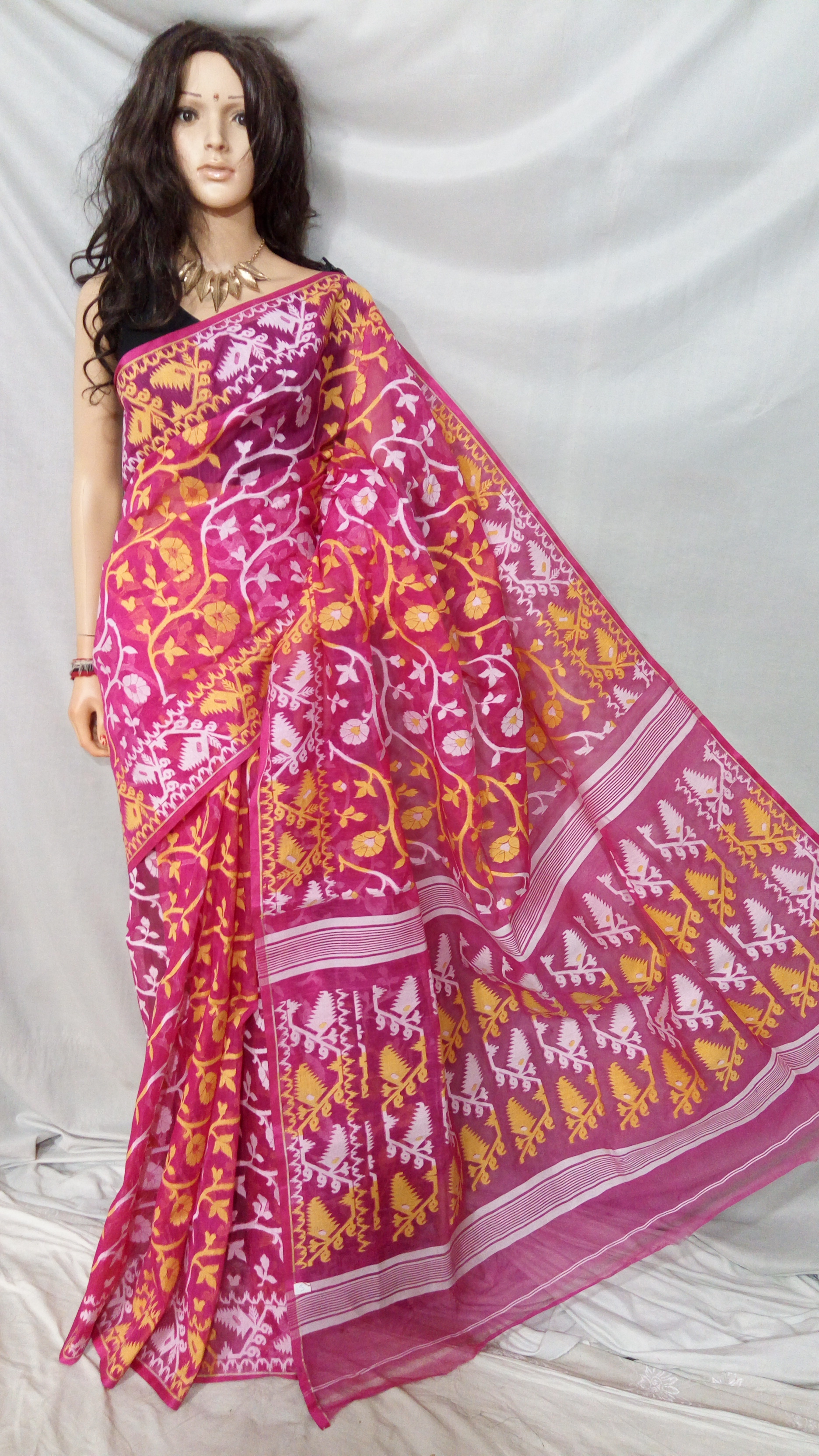 Blue. Pure Dhakai Muslin Saree