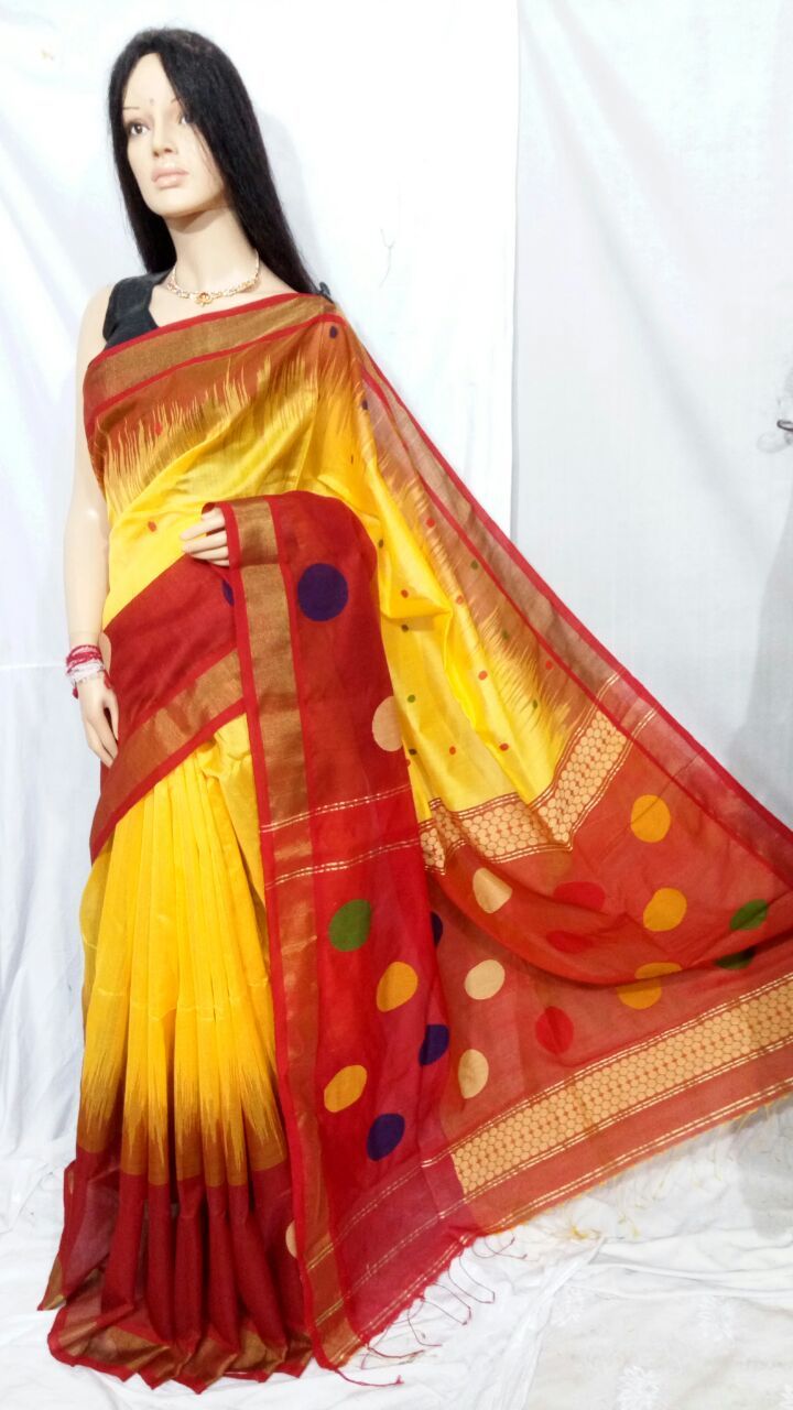 Red Ikkat Handloom Saree