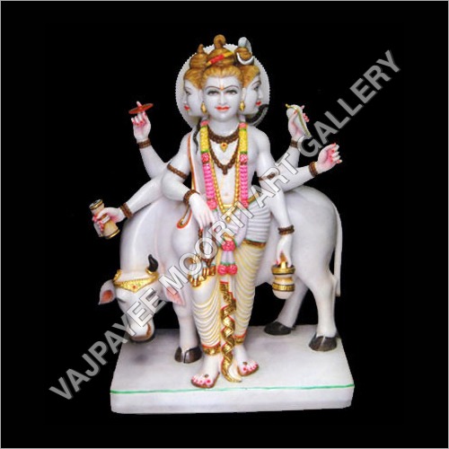 Marble Dattatreya Statue - Handcrafted Artisan Design | Exquisite Detailing, Spiritual Aura