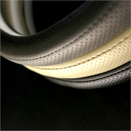 Pu Leather Embossed Car Steering Cover - Vegan Leather And Suede, Soft Padding, Custom Fit For Private Vehicles, Excellent Grip And Neat Stitching