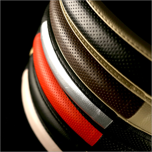 Pu Leather Embossed Car Steering Cover - Vegan Leather And Suede, Soft Padding, Custom Fit For Private Vehicles, Excellent Grip And Neat Stitching