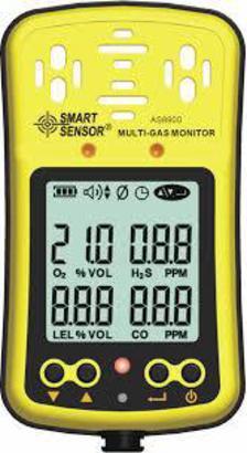 Multi Gas Detector - 120.20mm X 64.50mm X 38.30mm 4-in-1 Smart Sensor For Oxygen Combustible Gas Carbon Monoxide Hydrogen Sulfide Detection