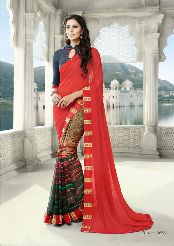 Multicolour Saree Exotica 6661-6672 Georgette Saree Catalog With Border Work