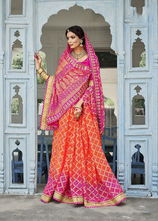 Multicolour Sethnic Designer Blouse With Printed Bandhej Sarees From Jaipur