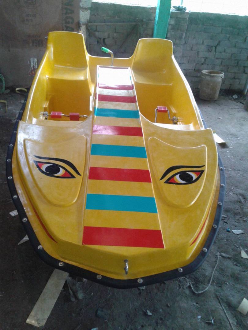 Paddle Boat - Fiberglass, 10ft X 5ft Dimensions, Yellow Color | 4 Adult Capacity, Includes 2 Paddles