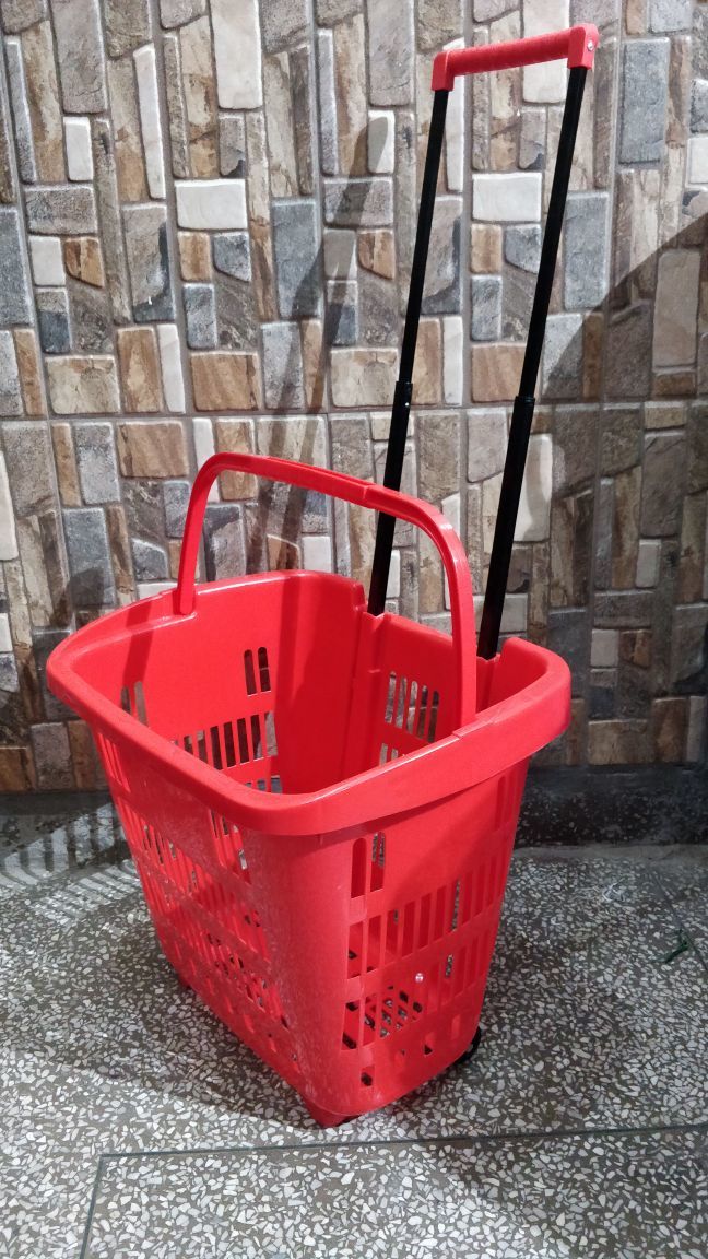 Red Plastic Shopping Basket