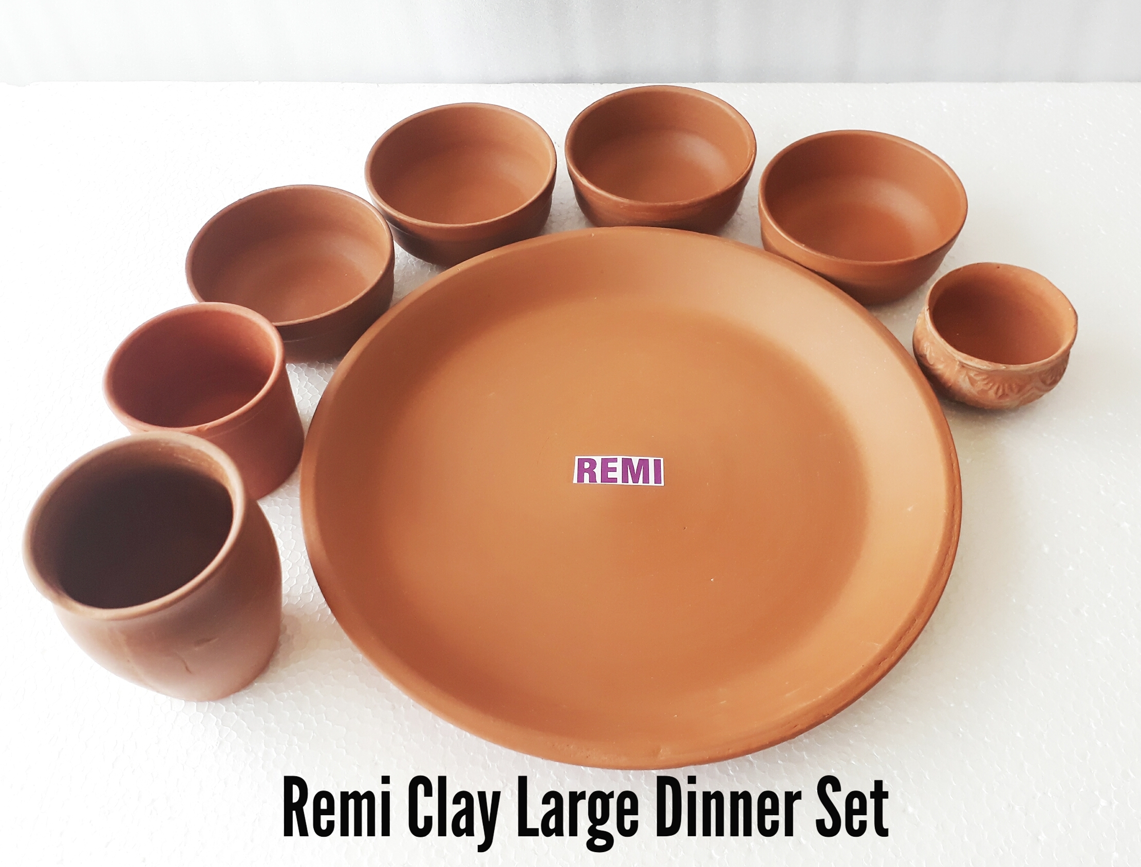 Terracotta Large Dinner Set - 100% Organic Clay, 2 Cm Thickness, 450 G Weight | Polished Exterior & Interior, Eco-friendly Dining Experience