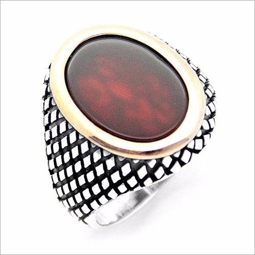 Mens Designer Ring - Sterling Silver, Pear Shape with Mehron Stone Color | Unique Jewelry Type for Distinguished Style